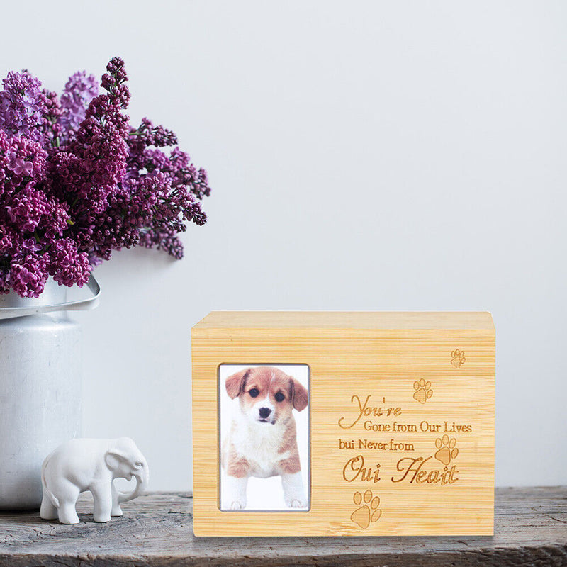 Wooden Pet Urn Box Dog Cat Cremation Personal Peaceful Memorial Photo Frame B