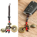 Rings Lucky Wealth Five Emperors Coins Chinese Keyring Brass Money Bag Keychain