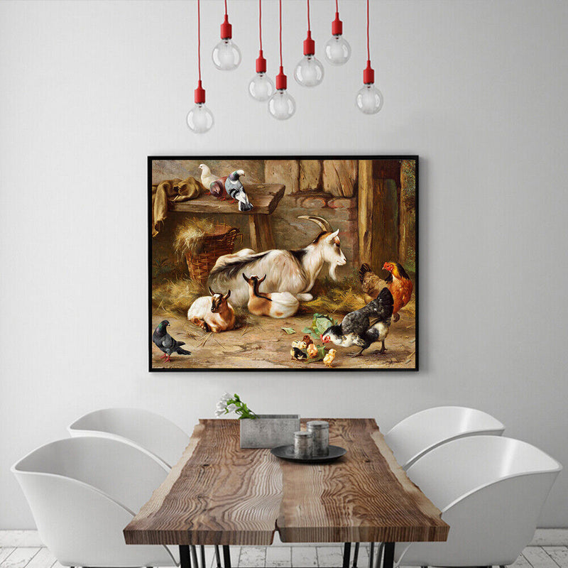 Goat Rooster Oil Paint By Numbers Kit DIY Acrylic Painting on Canvas (B1489)