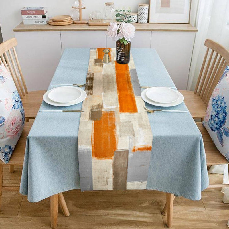 Style Table Runner Burlap Linen Abstract Paint Art Table Dresser Runner