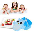 Cartoon Owl Lunch Box Food Fruit Storage Container Portable Bento Box(Blue)