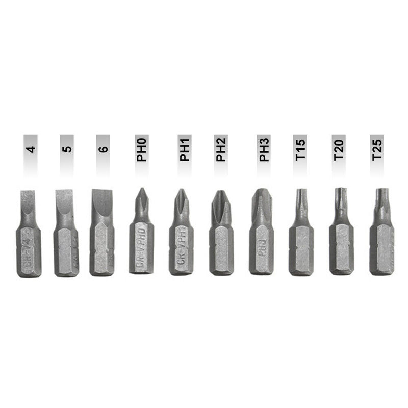 10pcs Electric Drill Screwdriver Bit Torx Cross Hex Shank Head (Yellow) Newly