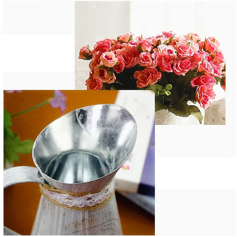 Style Iron Sheet Garden Home Embossed Wrought Watering Can Vases Flower Bucket