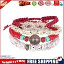 Top Tassel Woolen Multilayer Candy Color Beads Strech Bracelet (Red)