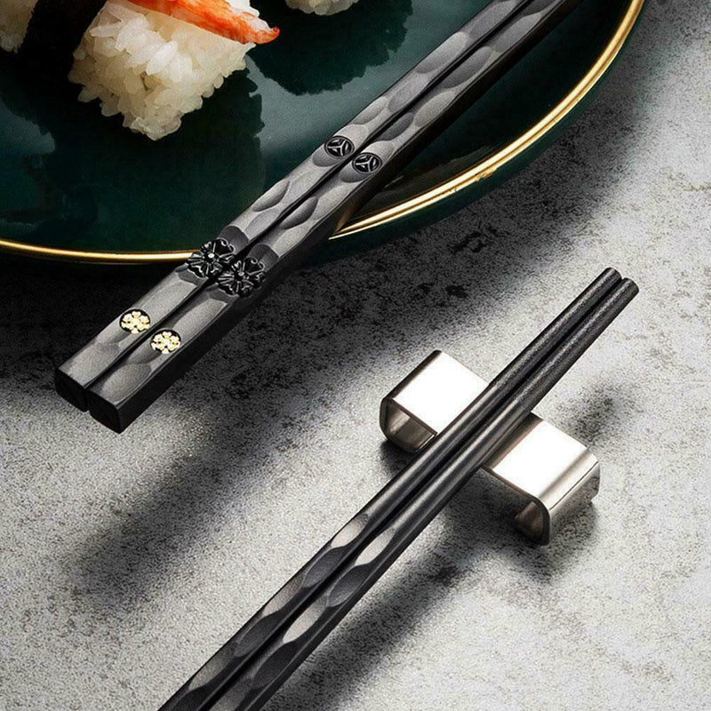 5 Pairs Alloy Steel Chopsticks Chinese Metal Sticks Chopstick Circular E1Y7