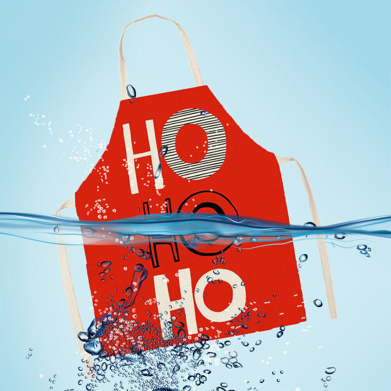 HO Print Linen Apron Kitchen Waterproof Home Cooking Bib Pinafore (68X55CM)