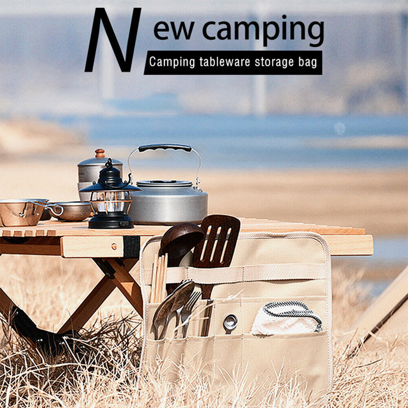 Outdoor Portable Folding Tableware Storage Bag Oxford Cloth Camping Rack Tool