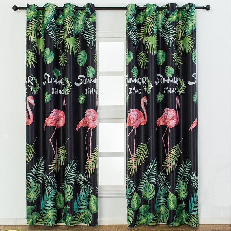 Pink Birds Printed Home Blackout Curtains Bedroom Windows Decorative Drapes