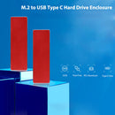 M2 SSD Case Enclosure Box M.2 to USB 3.1 Adapter (C-A+C-C Cable)(Red)