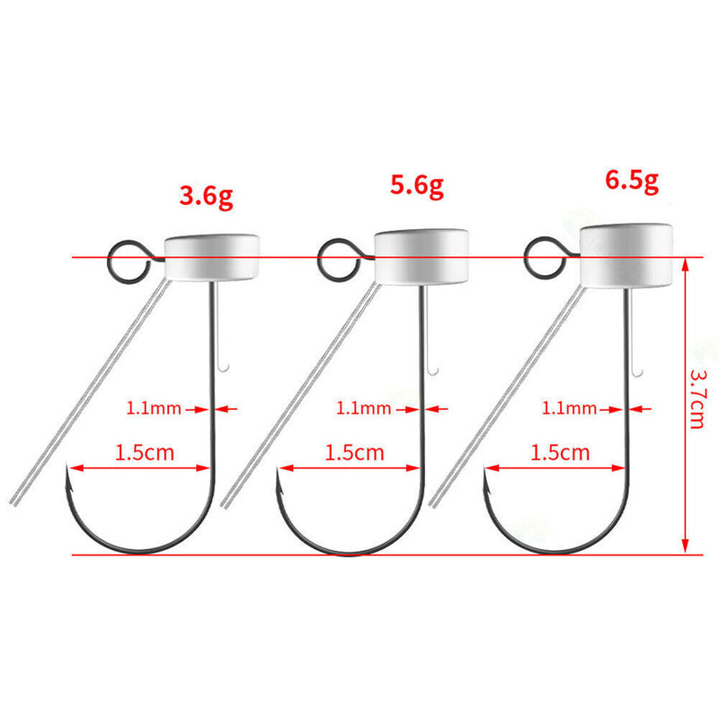 6pcs/Lot Mushroom Head Bass Fishing Hooks for Soft Bait Stainless Steel Hook