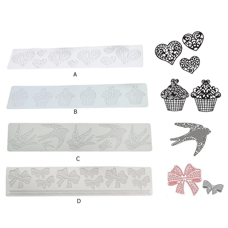 Lace Silicone Sugarcraft Mold Fondant Mat Pastry Cake Decorating Tools (A)