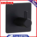 Punch Free Kitchen Towel Hanger Hooks Wall Mounted Bathroom Holder (Black)