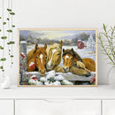 5D Rhinestone Pictures DIY Fence Horse Full Round Drill Art Diamond Painting Kit