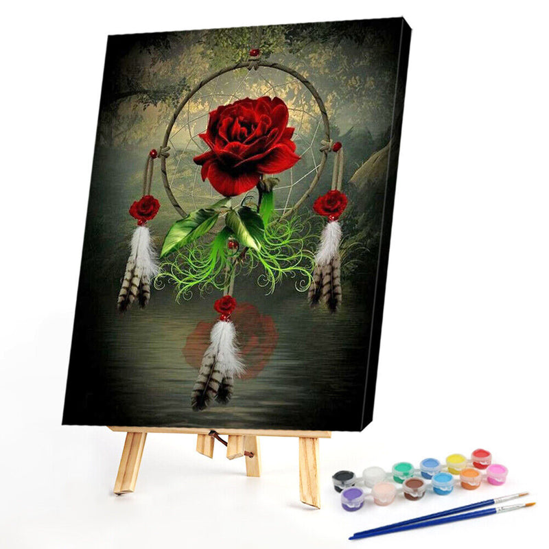 Flower Pattern Picture Acrylic Drawing Kit DIY Oil Paint by Numbers Room Deco