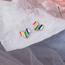 Girl Mini Fashion Jewelry Heart Pattern Rainbow Earrings Enamel Colorful Stud