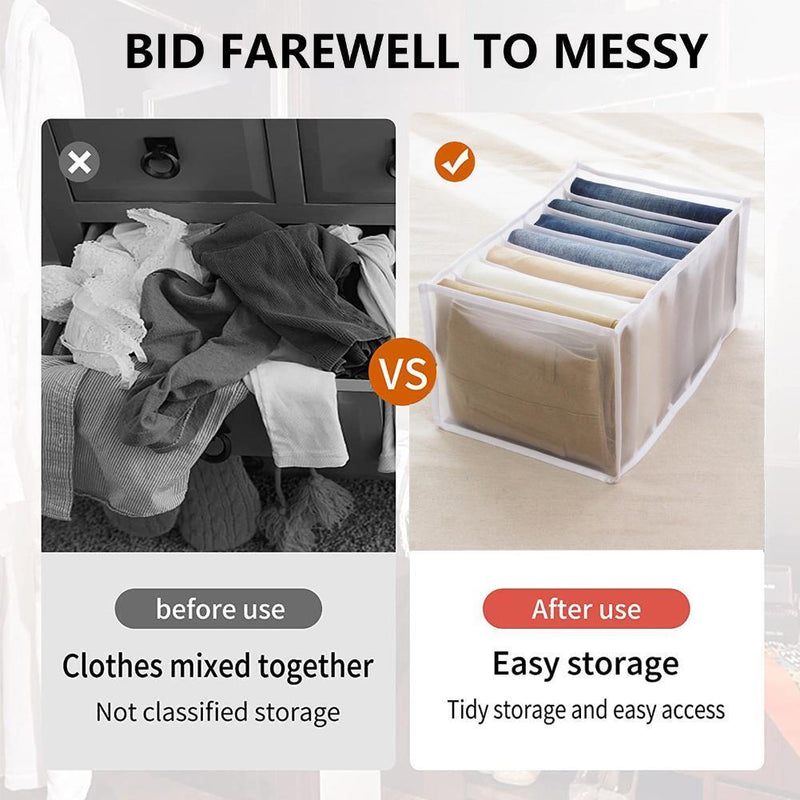 3pcs Cloth Drawer Organizer 3pcs Closet Box for Leggings Jeans 7 Cell Grey