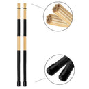 1 Pair Drum Steel Wire Brushes Wood Drumsticks + Rods Set Percussion Instrument