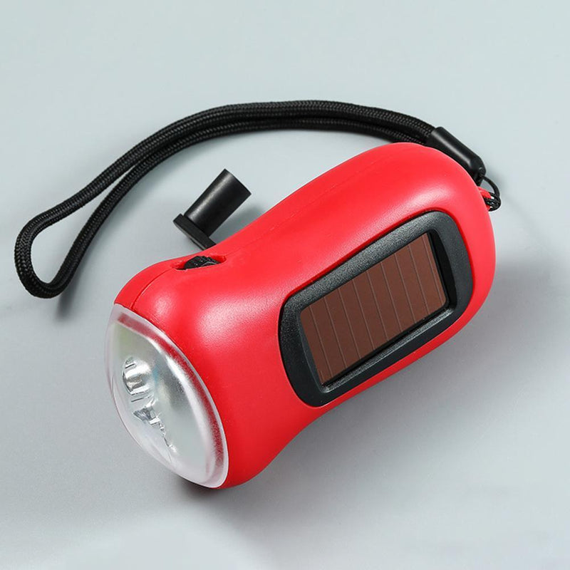 Hand Crank Solar Dynamo Torch Lamp Outdoor Emergency LED Flashlight (red)