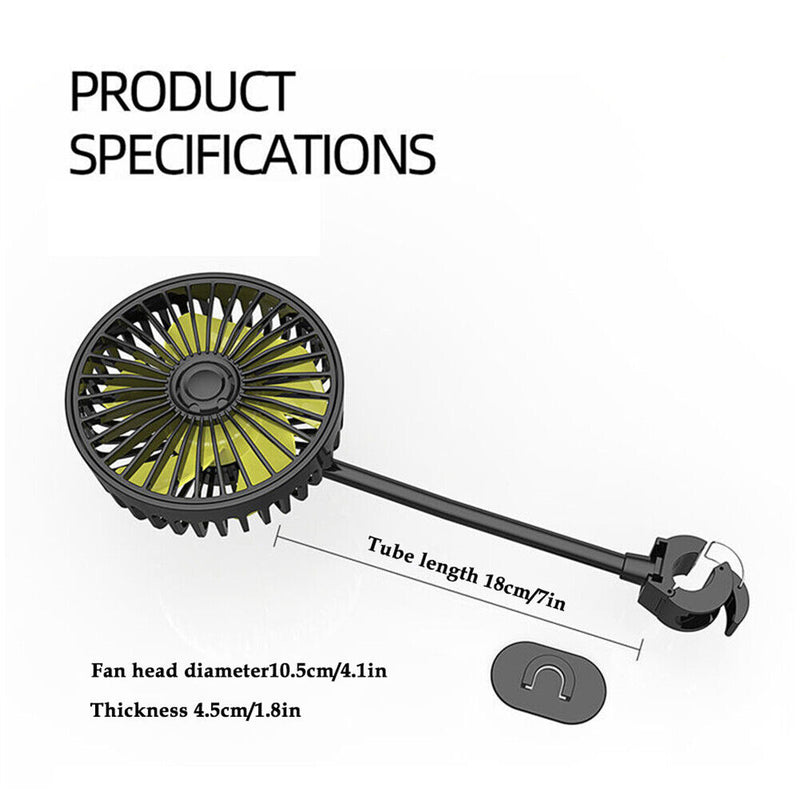 Car Back Fan 3-speed Wind Adjustment USB Auto Air Cooler Cooling System