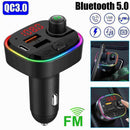 12V/24V Bluetooth FM Transmitter Radio MP3 Wireless Car 7Y6T Adapter USB Z8B5
