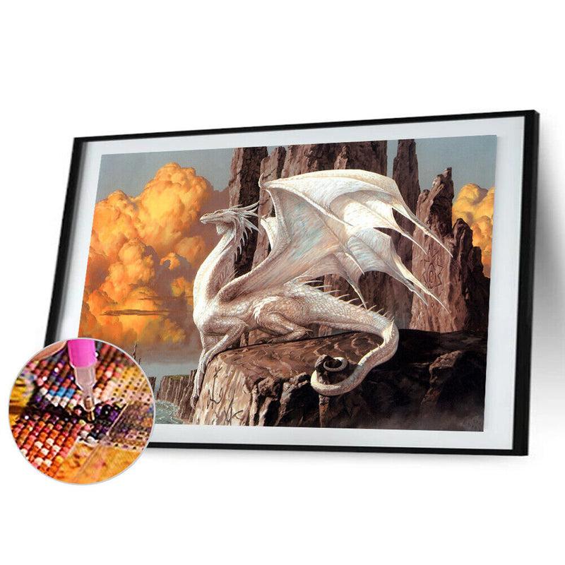 5D DIY Full Round Drill Diamond Painting Cartoon Dragon Home Wall Art Craft Gift