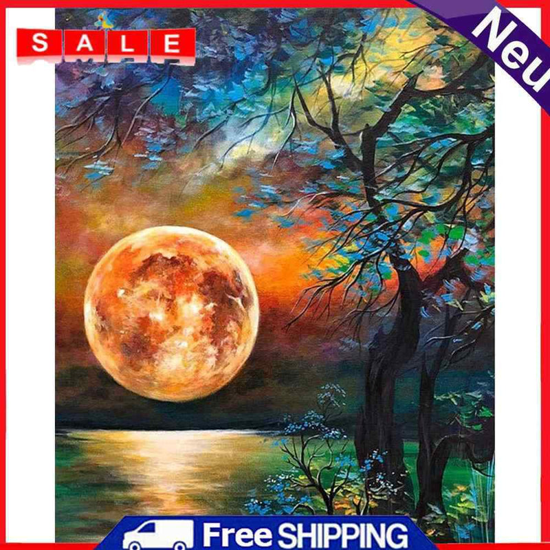 Canvas Paint By Numbers Sea Moonscape Oil Hand Painted Drawing Home Decoration