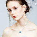 I Love You Forever Heart Pendant Necklace Crystals Elegant Blue He R3P5 I9K2
