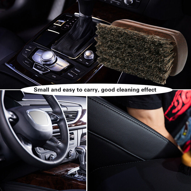 Horsehair Leather Textile Cleaning Brush for Car Interior Furniture Apparel