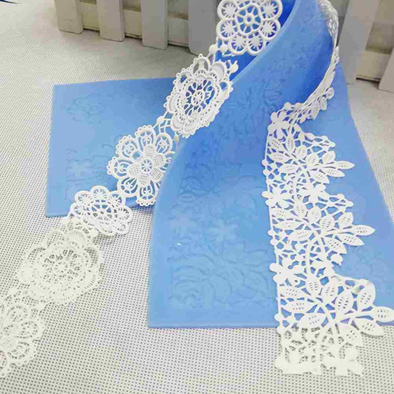 Large Flower Lace Silicone Fondant Cake Decorating Weddin Mat Mould Mold g L0O7