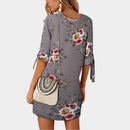 Floral Print Dresses Loose Women Summer Half Sleeve Clothing Plus Size Dress