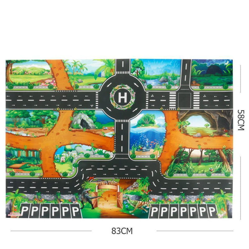 Dinosaur Traffic Road Baby Play Mat Kids Climb Floor Game Pad (83 X 57cm) Newly