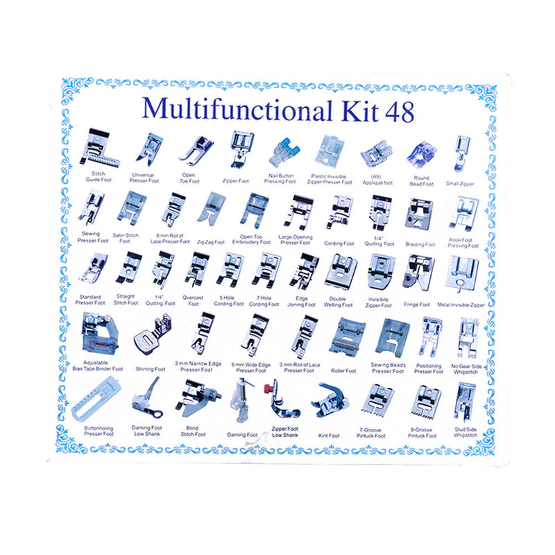 48pcs Multi-function Domestic Household Sewing Machine Presser Foot Feet