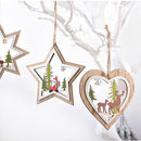 House Xmas Ornament Wood Hanging Christmas Tree Pendant Snowman Snowflake Elk