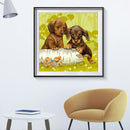 5D DIY Two Puppies Full Round Drill Mosaic Diamond Painting Kit Wall Rhinestone