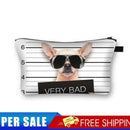 Glasses dog Printed Hand Hold Travel Storage Cosmetic Bag Toiletry Bag