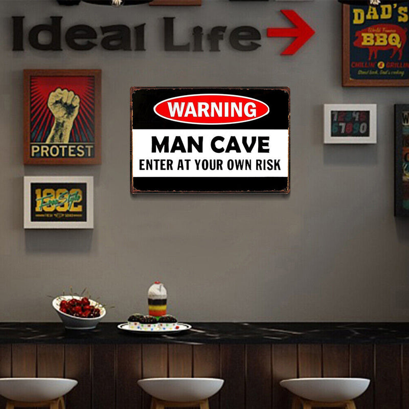 Retro Red Warning Metal Plate Painting for Bar Pub Tin Plaques Wall Sign