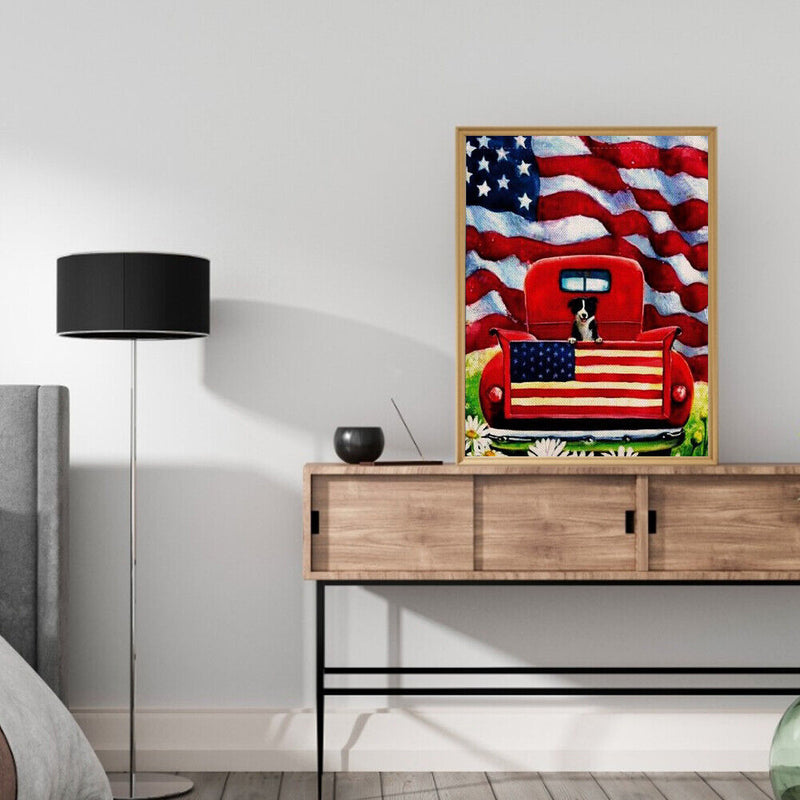 Flag Dog Oil Paint by Numbers Hand Painted Frameless Picture Home Ornament Kit