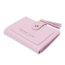 Folded Women Tassels PU Leather Handbag Hasp Small Wallet Purse(Purple)