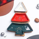 Tableware Christmas Tree Shape Ceramic Dish Dessert Fruit Plate Snack Plate