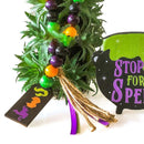 Witches Cauldron Sign Tiered Tray Decor Bead Garland Faux Book Stack