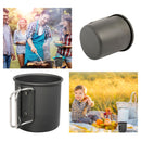 Camping Cup & Foldable Handle Stainless Steel Designed for Outdoor (Black) Newly