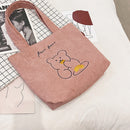 Girls Large Capacity Shoulder School Bag Corduroy Casual Top-handle Satchel Tote