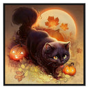 Full Embroidery Halloween Kits Black Cat 11CT Stamped Needlework Home Decoration
