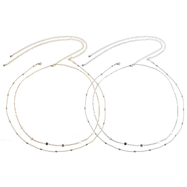 Women Fashion Bikini Shiny Trendy Double Layer Multi Chain Sequins Belly Chain