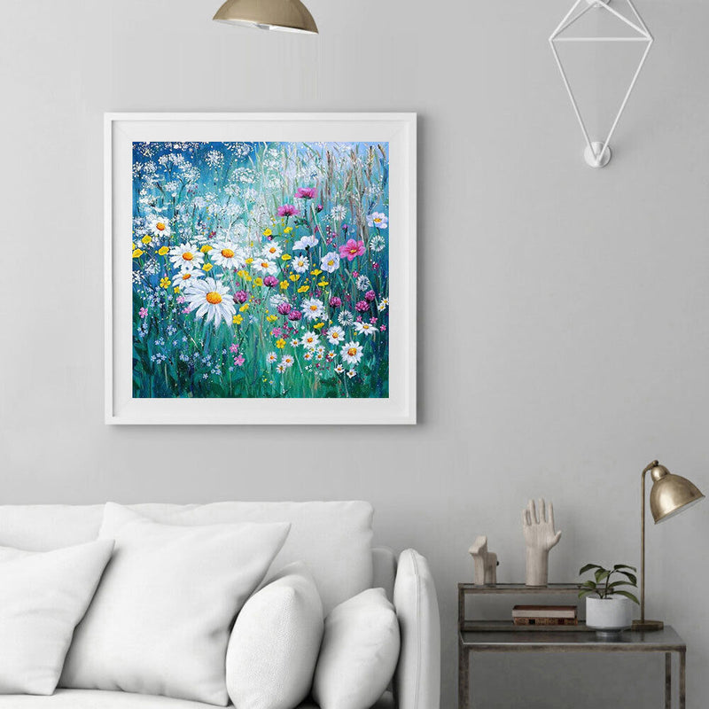 Daisy Bush Oil Paint By Numbers Kits Canvas Picture Wall Art DIY Craft Gift
