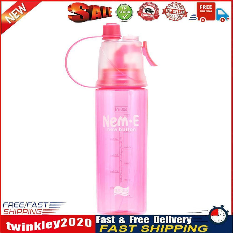 Plastic Spray Cool Summer Sport Water Bottle Portable Drink Kettle (Pink) Newly