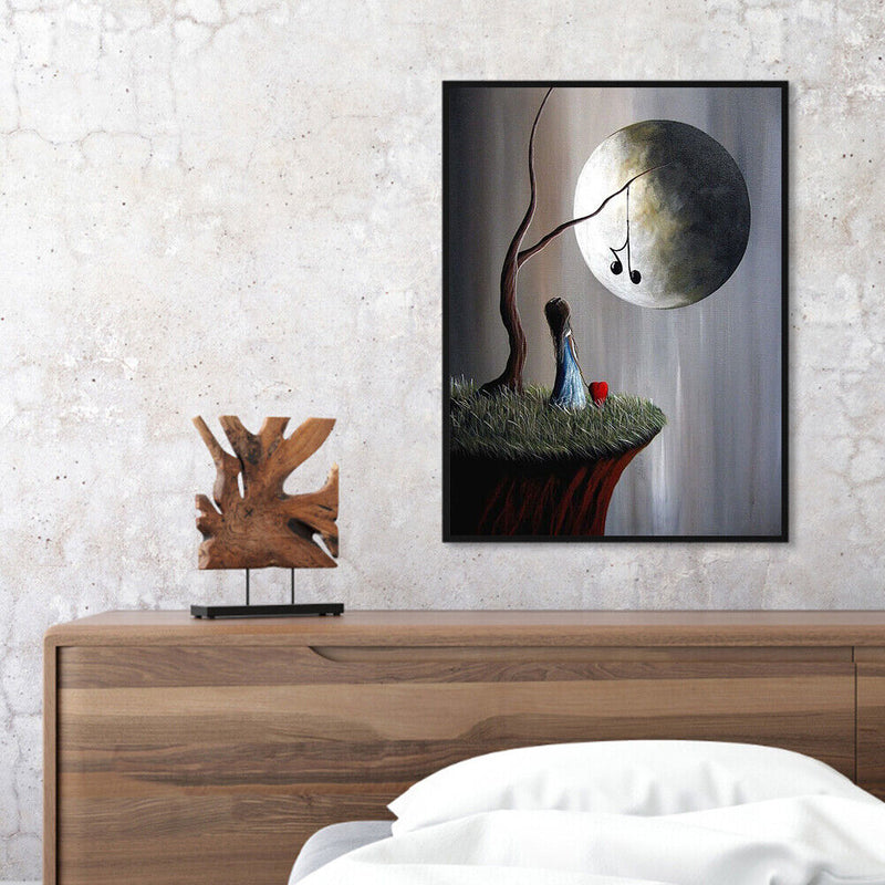 Hand Painted on Canvas DIY Girl Moon Oil Paint By Numbers Drawing Kit Craft