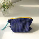 Fashion Women Plaid Printing Small Handbags Cosmetic Storage Bags (Blue)