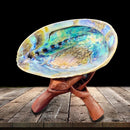 Abalone Shell Smudge Kit Wooden Stand for White Sage Stick Home Decoration Craft