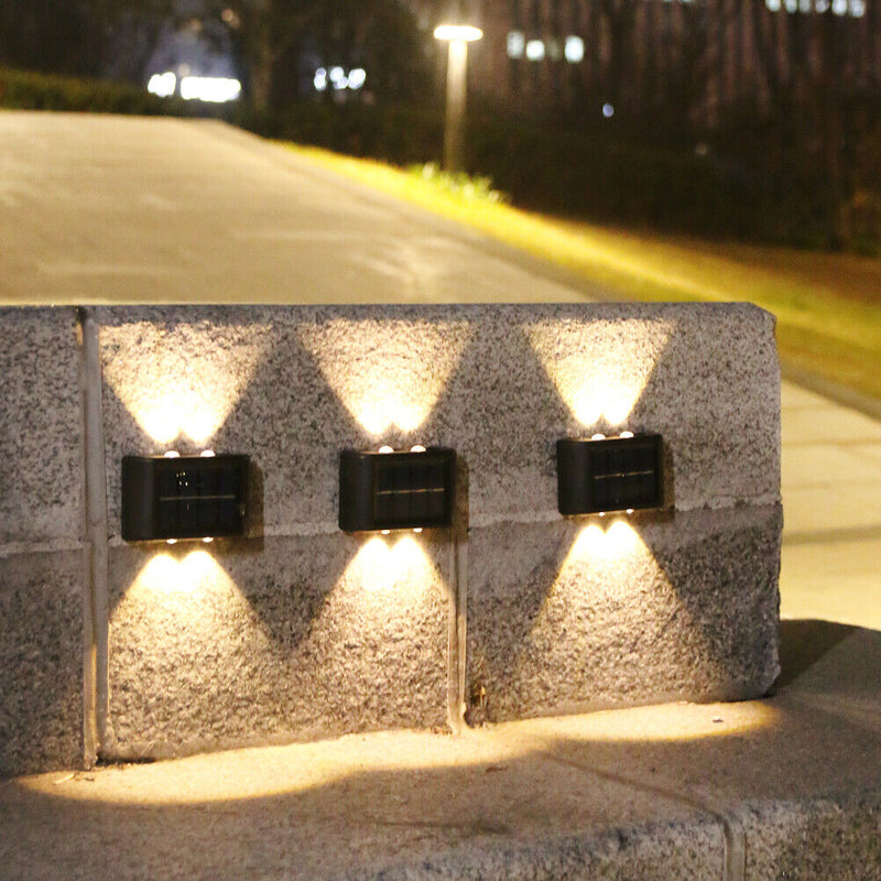 2x Solar Wall Lamp Outdoor Balcony Fence Path Garden Decor (Warm 4LED) Newly
